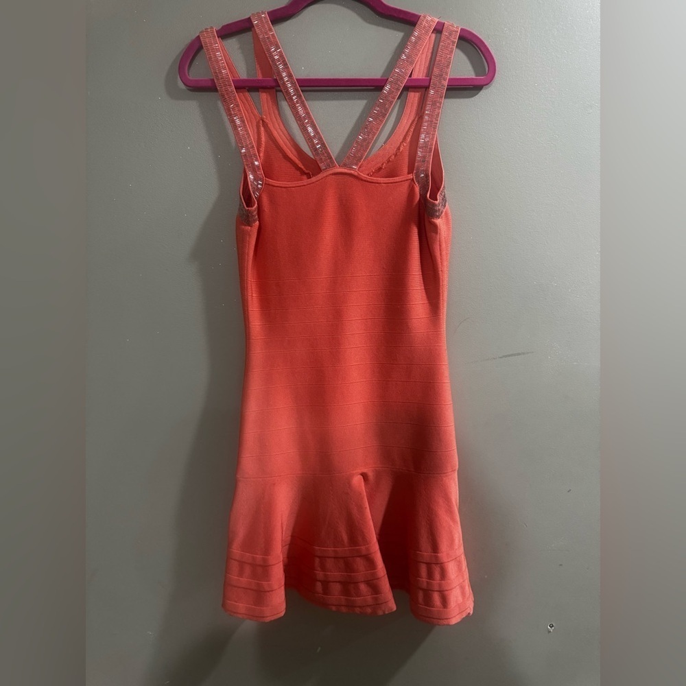 Marciano Vibrant Coral Dress with Shimmer Straps - Picture 6 of 7